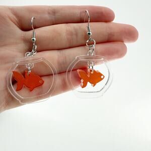 Goldfish Bowl Earrings, Novelty Earrings, Unique Earrings, Whimsical Earrings